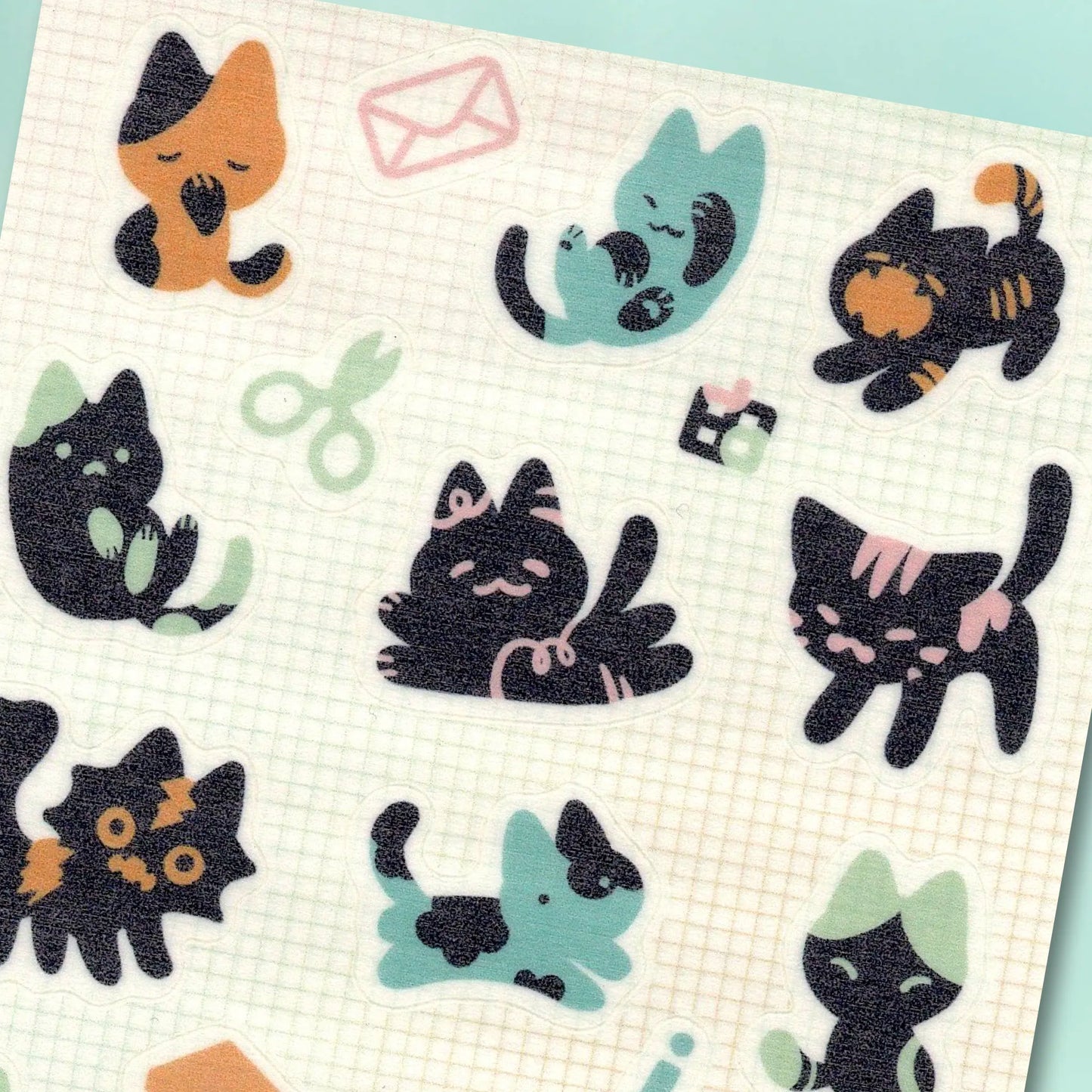 ameruu x Yoseka Stationery Sticker Sheet - Kitty Confetti