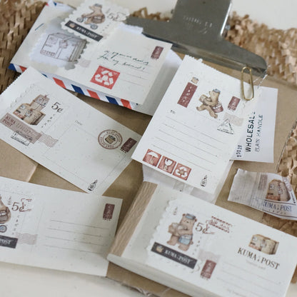 Die-cut memo pad featuring a bear-shaped postal theme from Black Milk Project