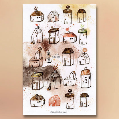 Black Milk Project Sticker - Mini Houses sheet featuring whimsical mini house illustrations