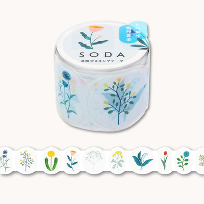 SODA PET Tape Wildflower featuring delicate wildflower illustrations on transparent PET tape