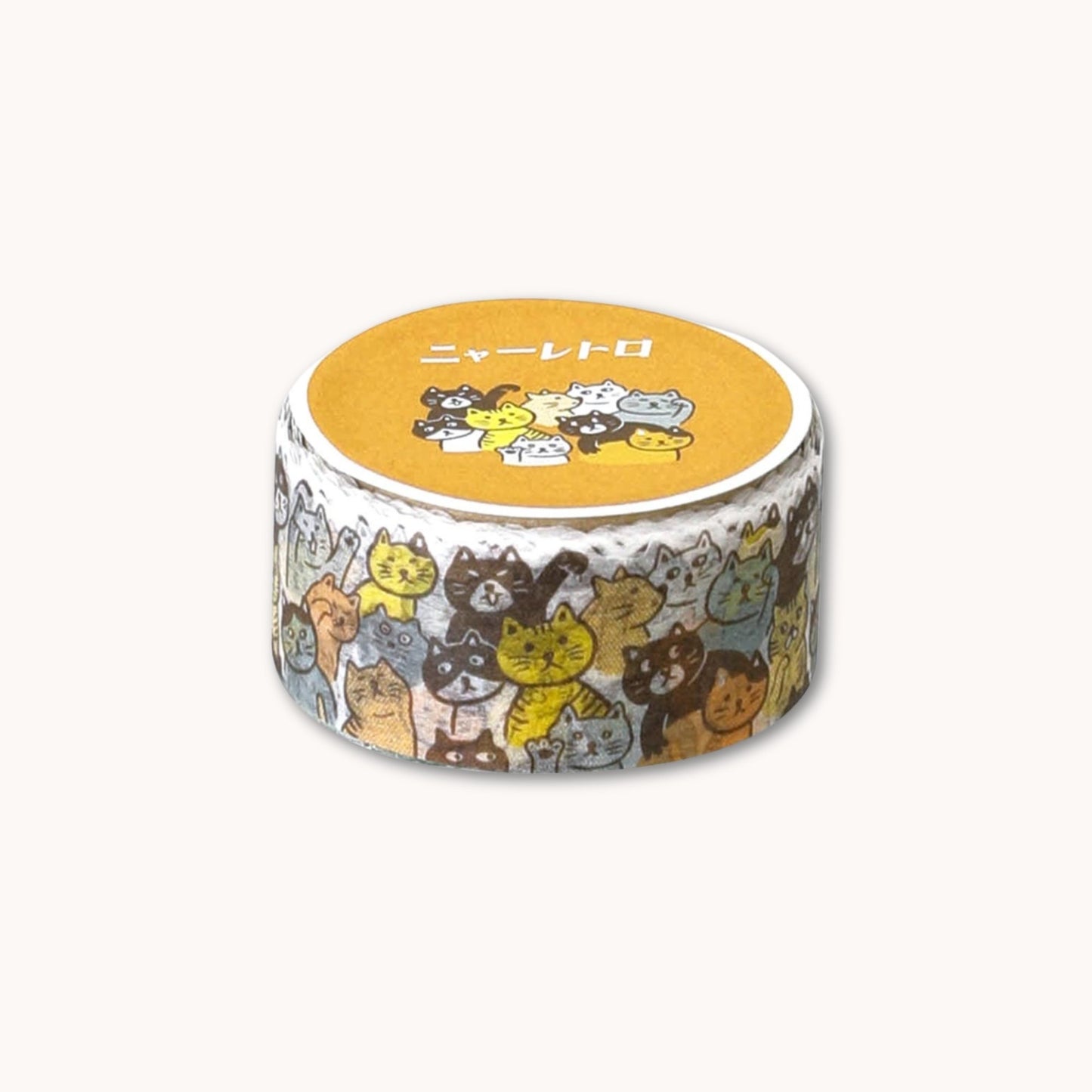 New Retro Washi Tape Lots of Cats featuring retro-style cat illustrations