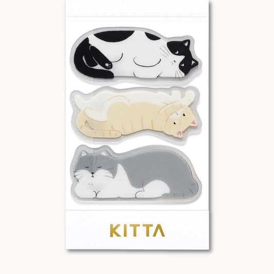 KITTA Clear PET Tape Cat Nap with transparent sleeping cat die-cut shap