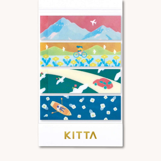 KITTA Clear PET Tape Wander with transparent illustrated mountain and travel scenes