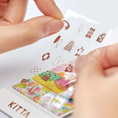 KITTA Collage Washi Tape Watercolor pre-cut abstract watercolor strips with silver foil details