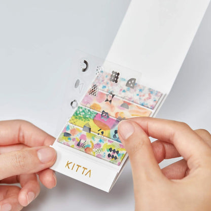 KITTA Collage Washi Tape Watercolor pre-cut abstract watercolor strips with silver foil details