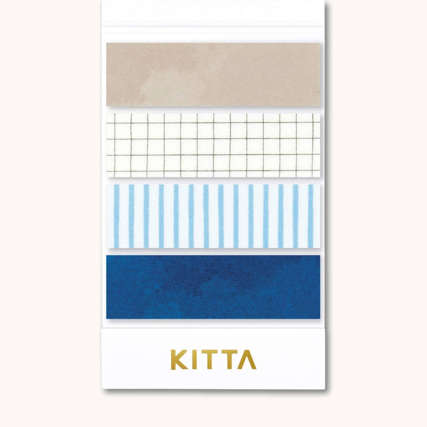 KITTA Washi Tape Scholar pre-cut minimal grid and stripe design in neutral and navy tones