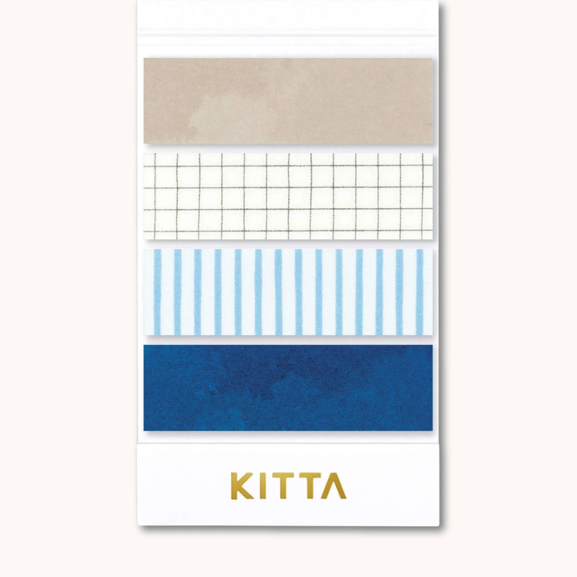 KITTA Washi Tape Scholar pre-cut minimal grid and stripe design in neutral and navy tones