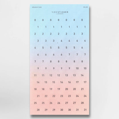 Livework Number 123 Sticker Sheet - Pink to Blue Gradient