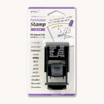 Midori Paintable Rotating Stamp featuring 12 unique monthly designs