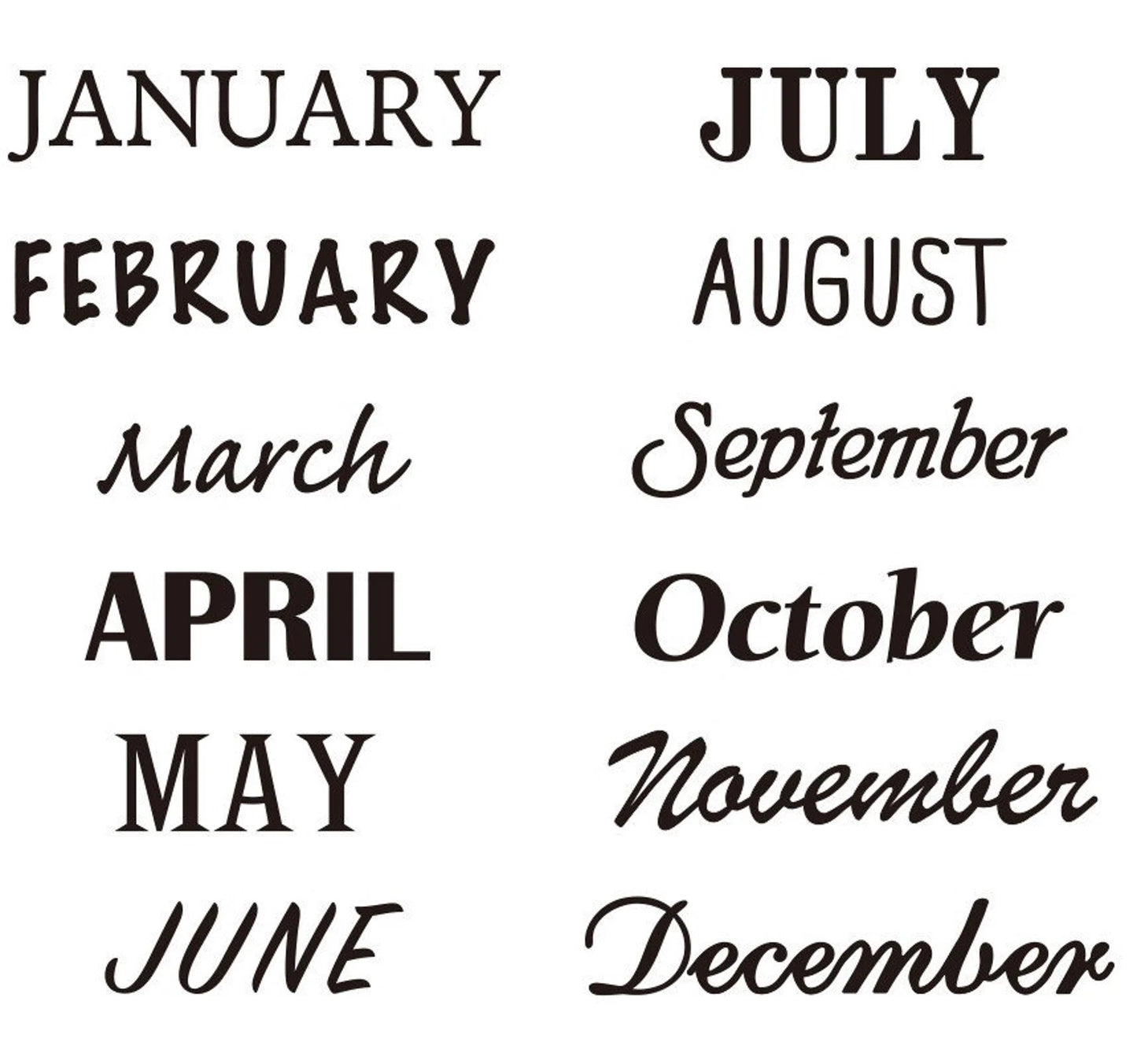 Midori Pre-Inked Paintable Rotating Stamp – 12 Months