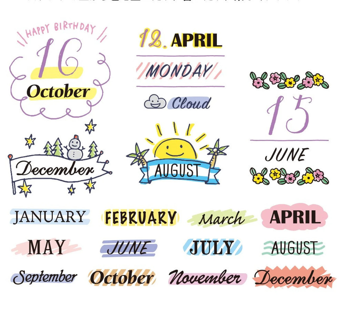 Midori Pre-Inked Paintable Rotating Stamp – 12 Months