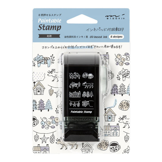 Midori Paintable Rotating Stamp Dial – Nordic Motif featuring 8 unique Scandinavian designs