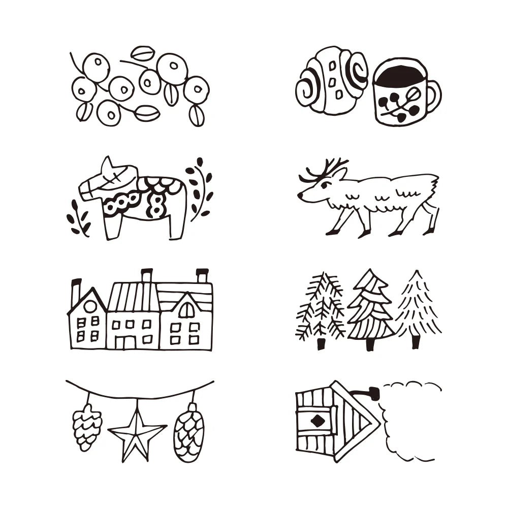 Midori Pre-Inked Paintable Rotating Stamp Dial – Nordic Motif