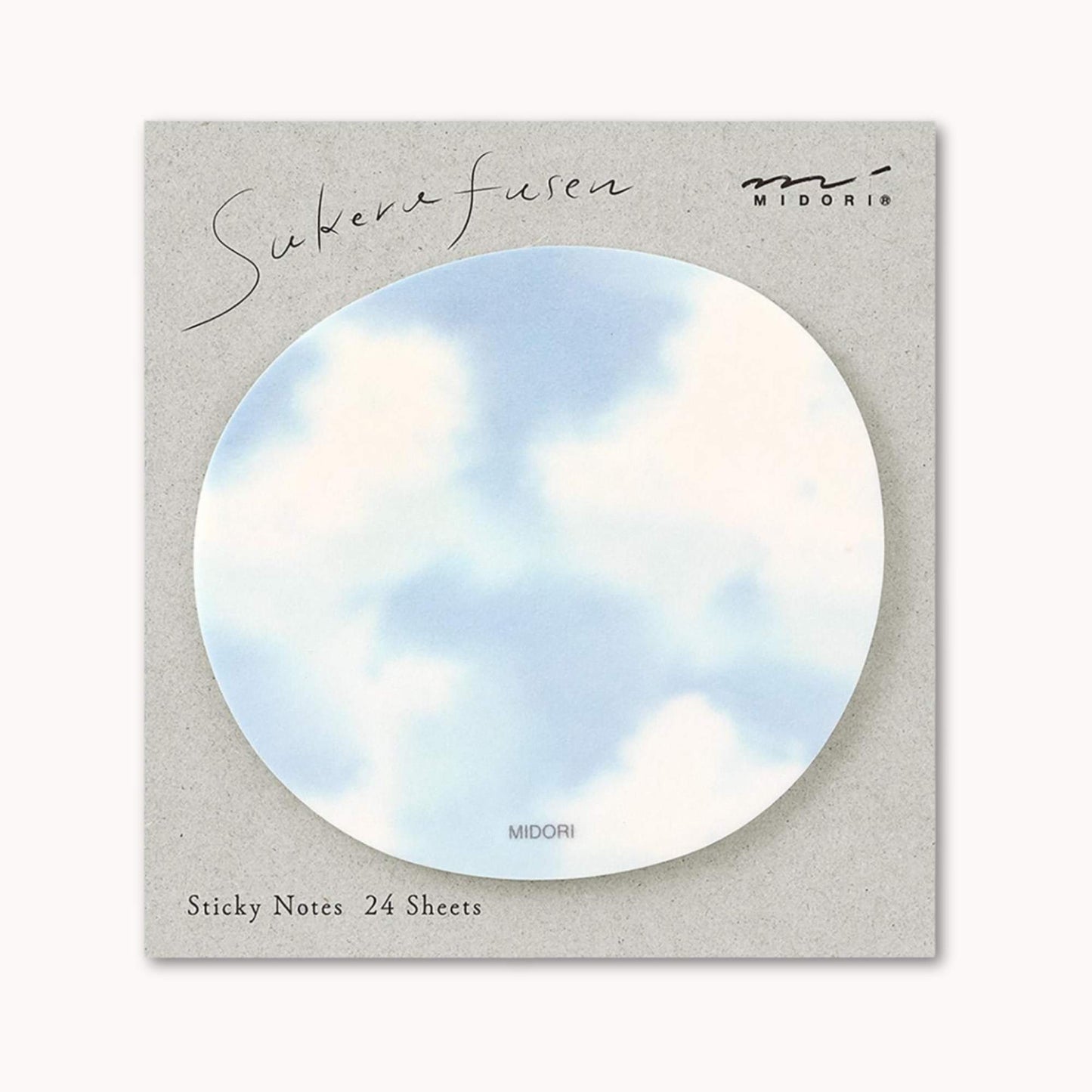 Midori Translucent Sticky Notes Sky Light Blue featuring a soft sky and cloud design