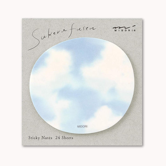 Midori Translucent Sticky Notes Sky Light Blue featuring a soft sky and cloud design