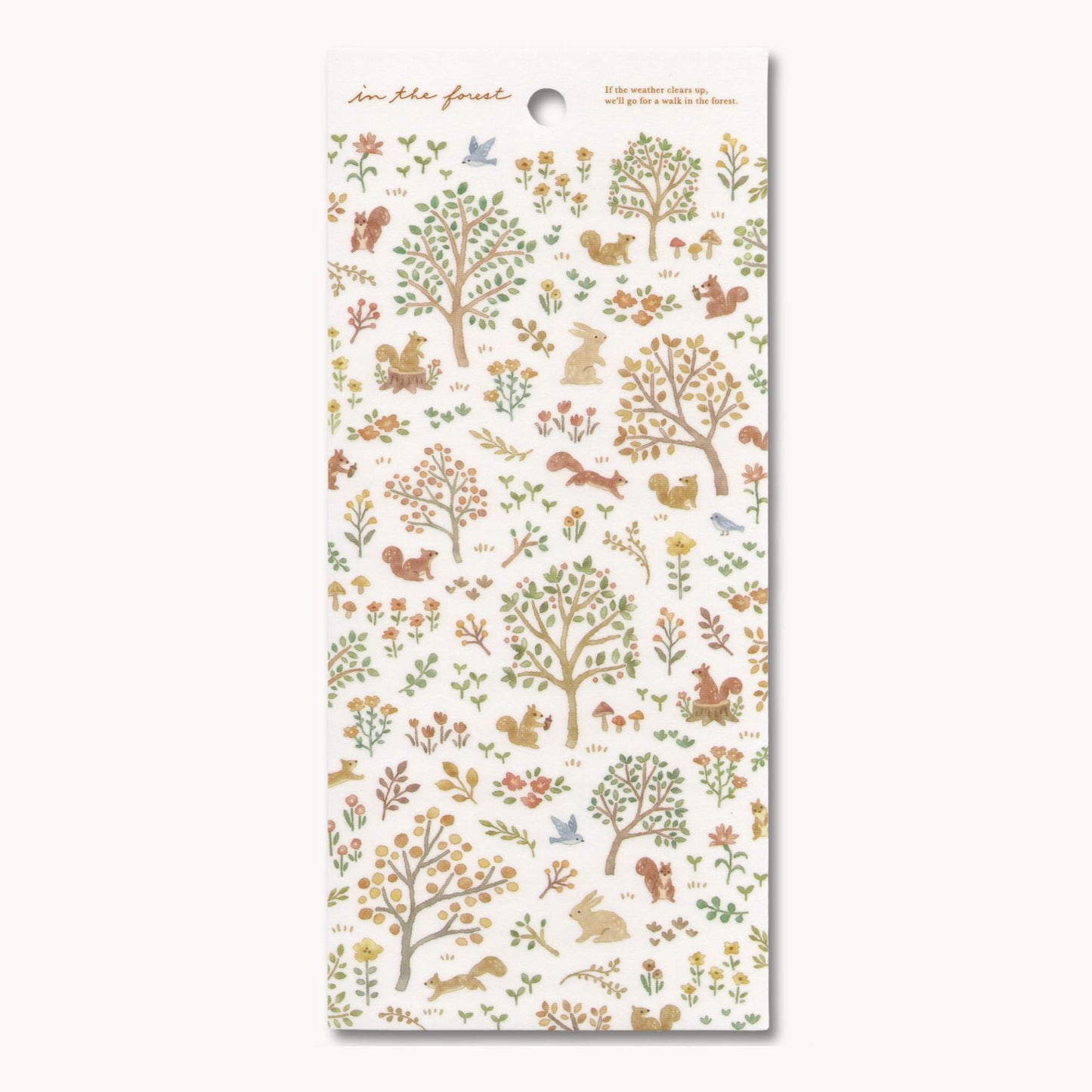 Mind Wave In the Forest squirrel tracing paper sticker sheet with woodland animals, trees, leaves, and soft muted colours