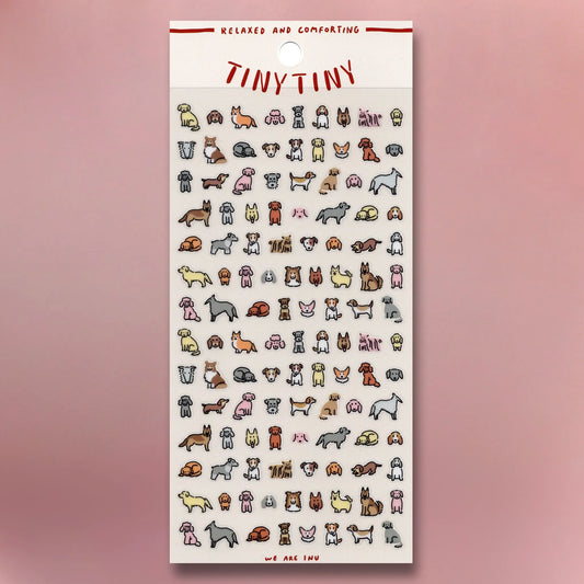 Mind Wave Tiny Tiny Stickers - Dog sheet featuring miniature dog illustrations on clear PET material