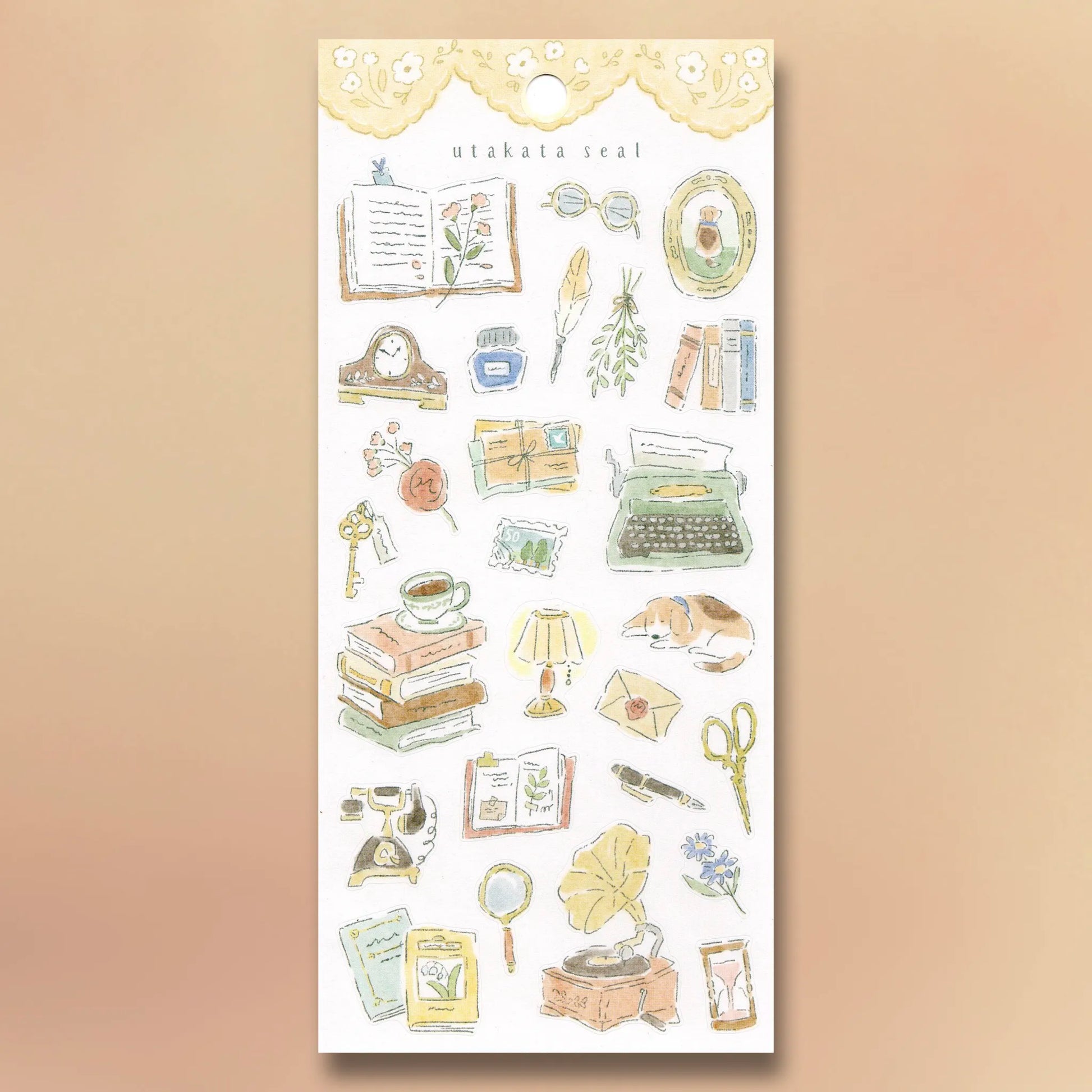 Mind Wave Utakata Seal Stickers - Room sheet featuring charming room-themed illustrations