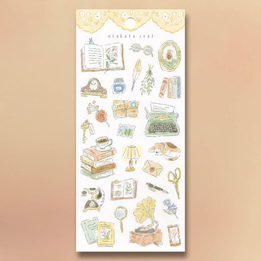 Mind Wave Utakata Seal Stickers - Room sheet featuring charming room-themed illustrations