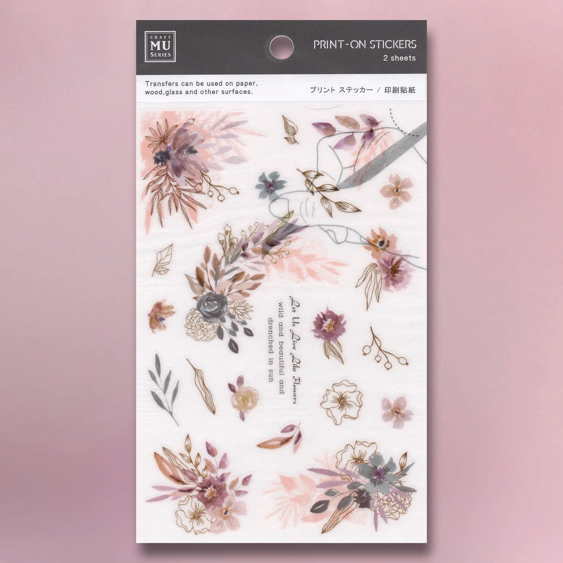 MU Print-On Sticker - No.175 featuring two sheets of transfer stickers with various illustrations
