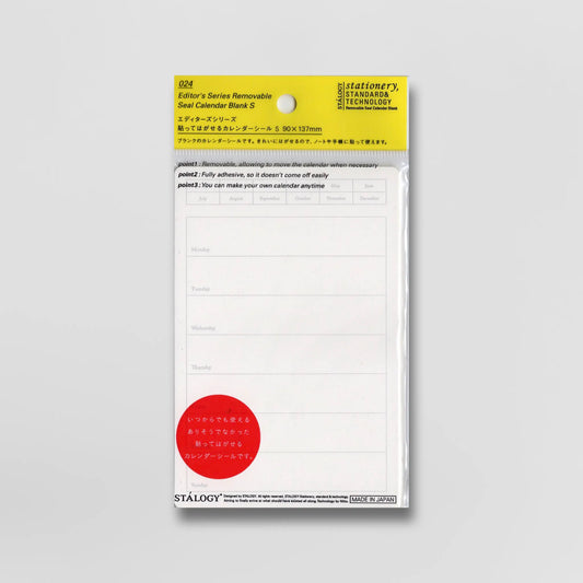 Stalogy 024 Editor’s Series Removable Seal - Weekly Calendar Small with 10 sheets of compact undated calendar stickers