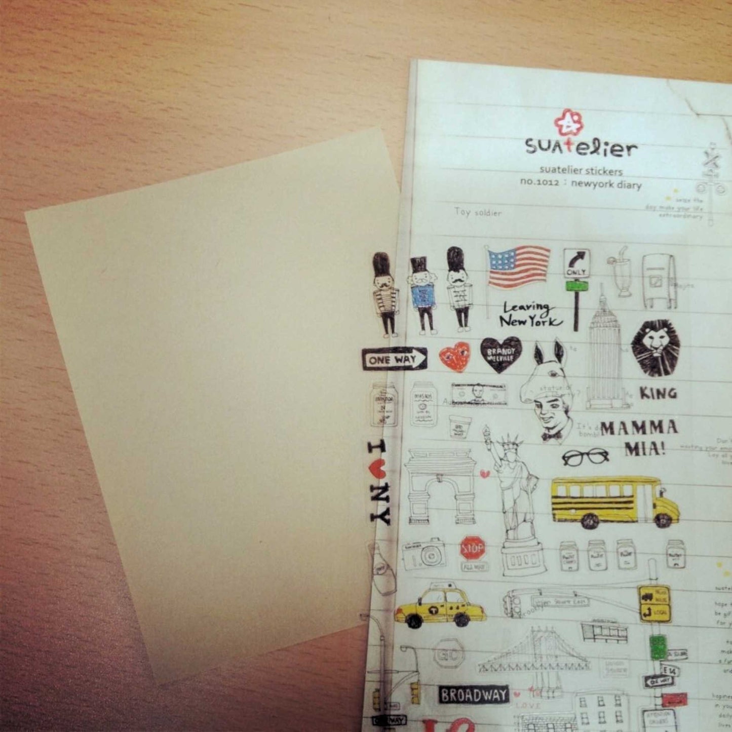 Suatelier Daily Deco New York Diary stickers with taxi Statue of Liberty Broadway and city illustrations