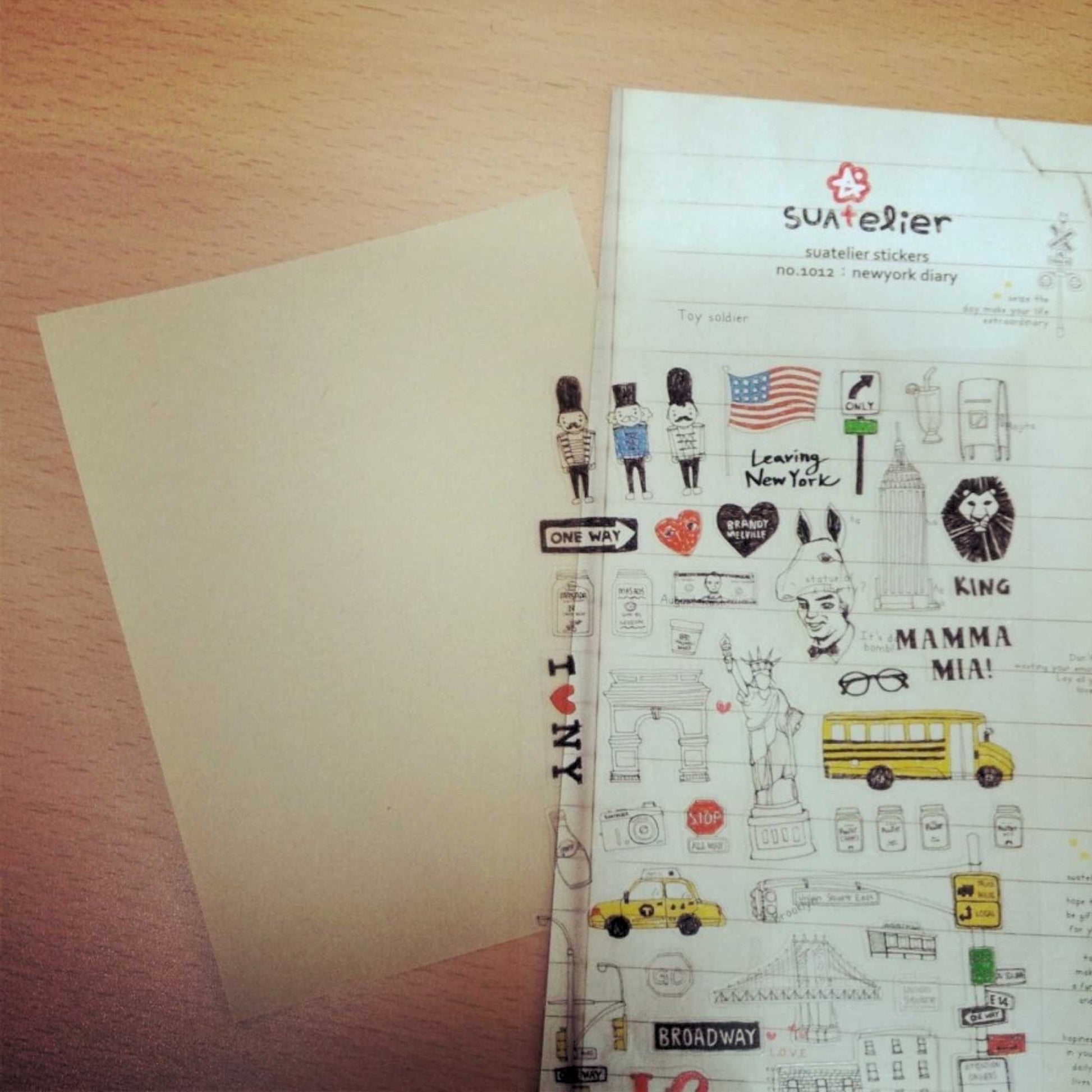 Suatelier Daily Deco New York Diary stickers with taxi Statue of Liberty Broadway and city illustrations