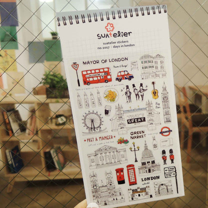 Suatelier Daily Deco Days in London stickers with Big Ben red bus Tower Bridge and London icons