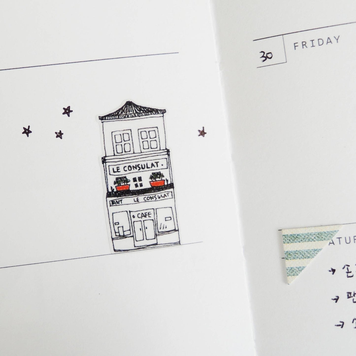 Suatelier Daily Deco Midnight Paris stickers with Eiffel Tower cafes pastries and Paris landmarks