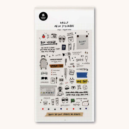 Suatelier Daily Deco Travel Note stickers with suitcase checklist passport and travel essentials illustrations