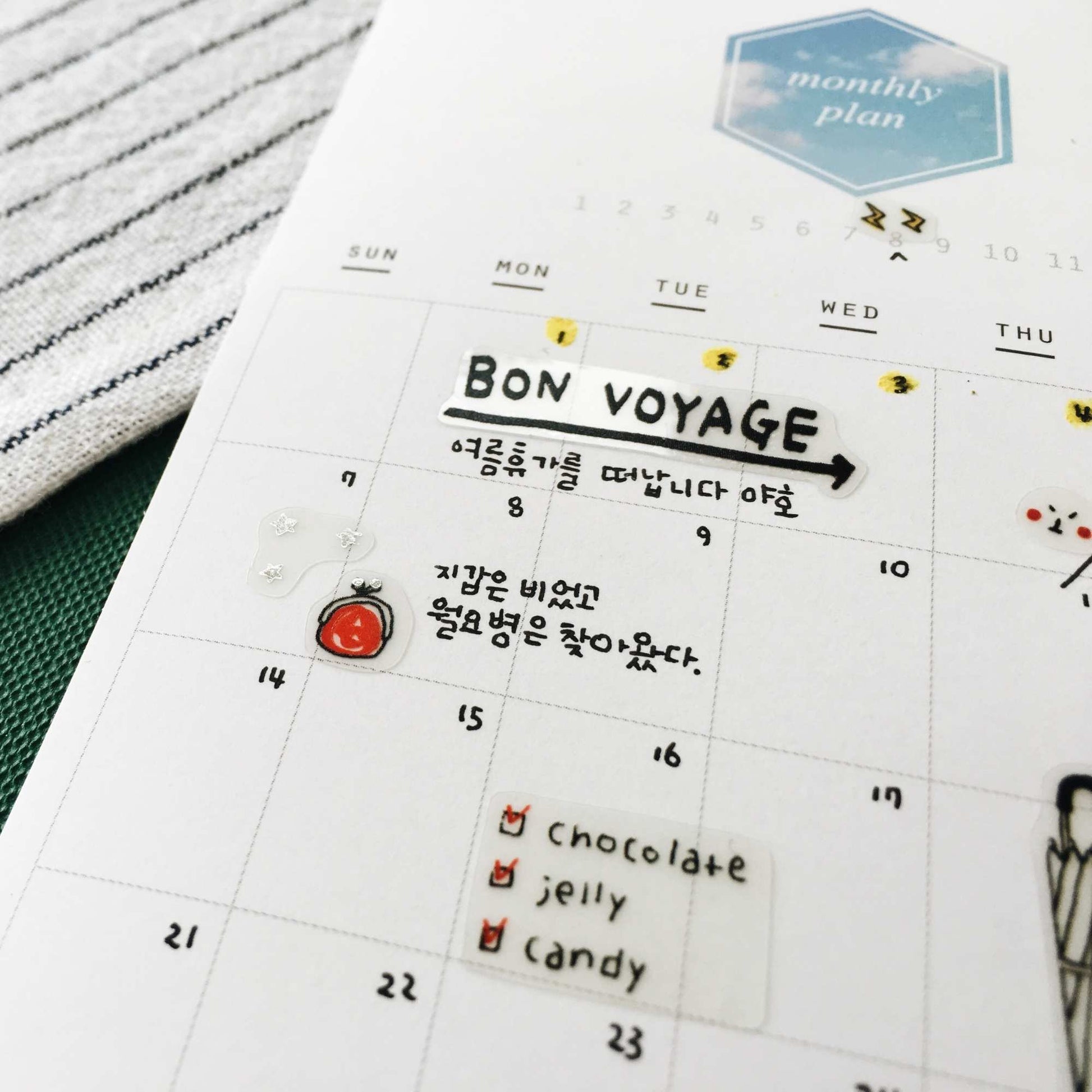 Suatelier Daily Deco Travel Note stickers with suitcase checklist passport and travel essentials illustrations