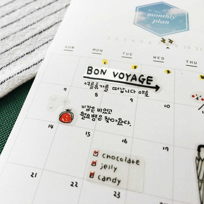 Suatelier Daily Deco Travel Note stickers with suitcase checklist passport and travel essentials illustrations