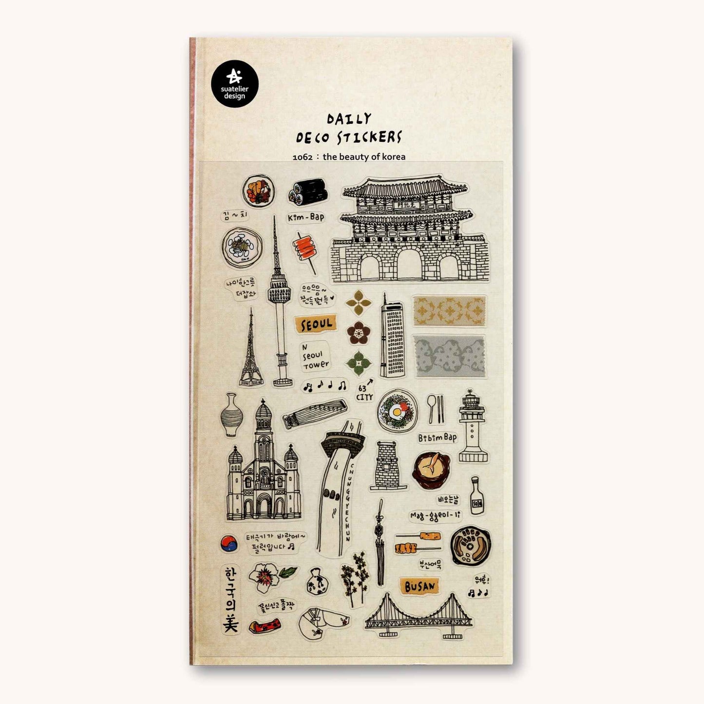 Suatelier Daily Deco The Beauty of Korea stickers with Seoul landmarks food and cultural illustrations