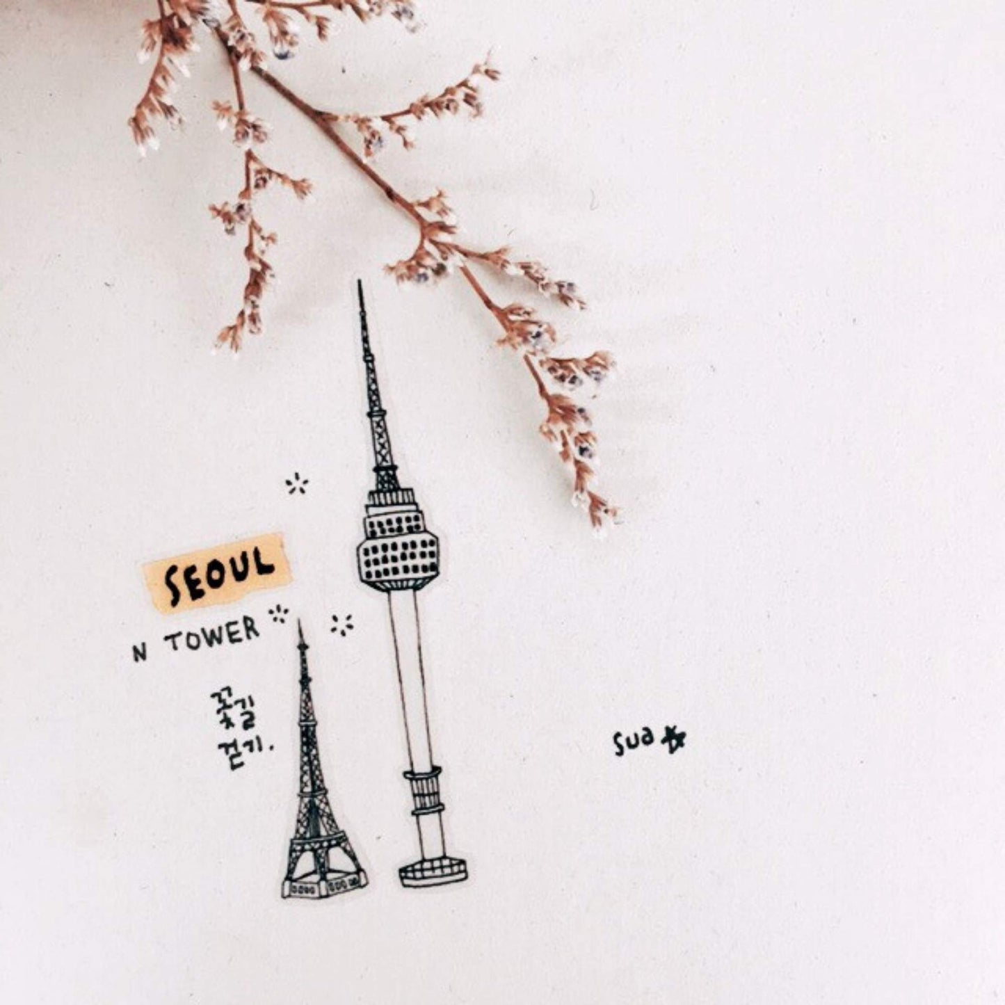 Suatelier Daily Deco The Beauty of Korea stickers with Seoul landmarks food and cultural illustrations