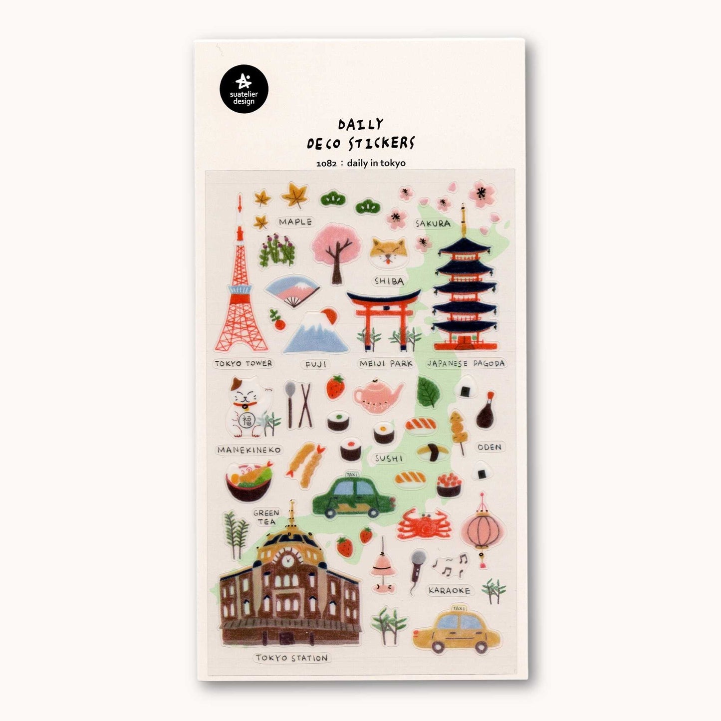 Suatelier Daily Deco Daily in Tokyo stickers with sakura Mount Fuji Shiba and Japanese city icons