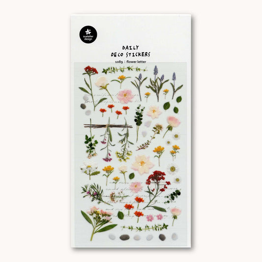 Suatelier Flower Letter daily deco sticker sheet with delicate florals 