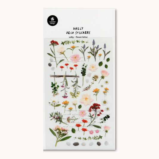Suatelier Flower Letter daily deco sticker sheet with delicate florals 