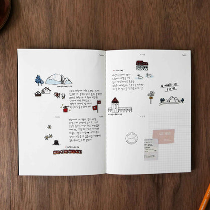 Suatelier Daily Deco A Walk in Swiss stickers with mountains chalets cable cars and Swiss landmarks