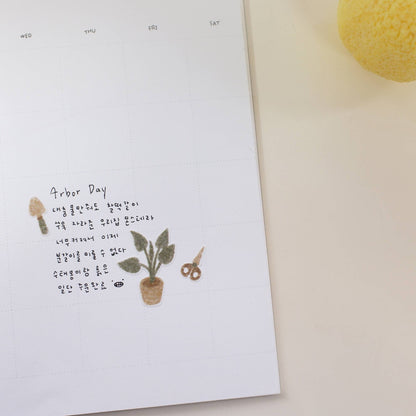 Suatelier Daily Deco 1142 Flower Café sticker sheet with potted plants, flowers, gardening tools, and café-themed illustrations