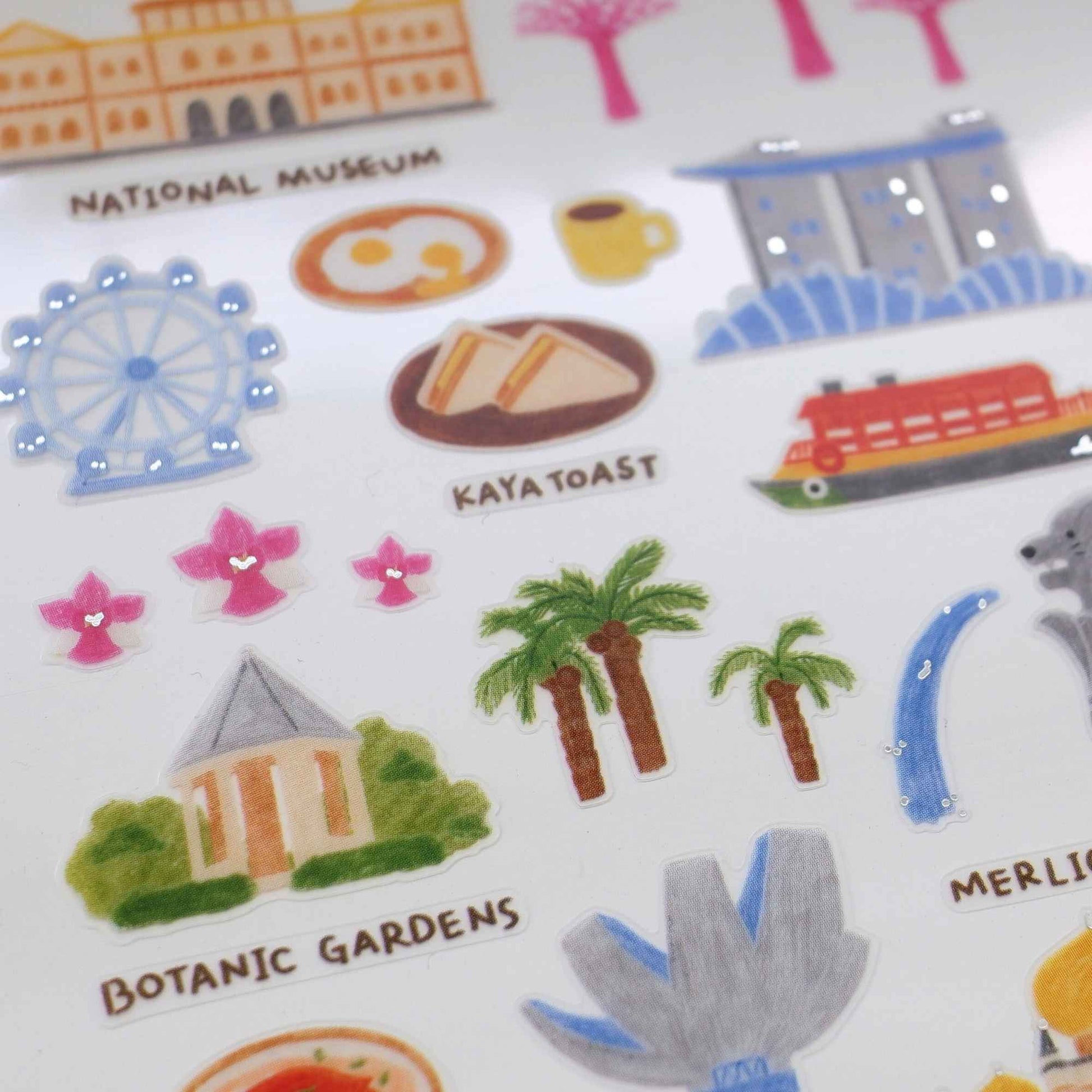 Suatelier Daily Deco Trip to Singapore stickers with Merlion Marina Bay Sands and travel icons