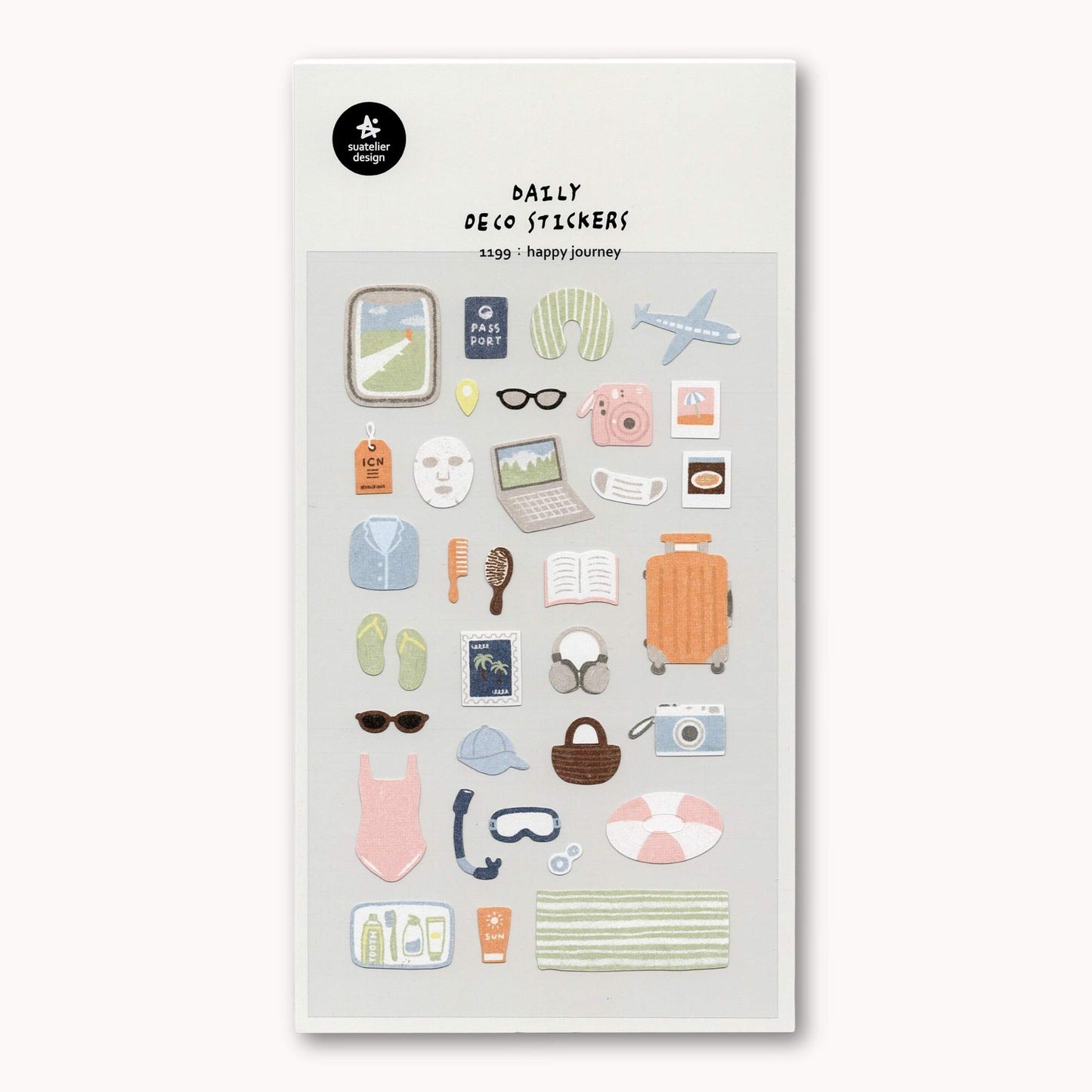 Suatelier Daily Deco Happy Journey travel themed stickers with suitcase plane passport and holiday icons