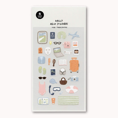 Suatelier Daily Deco Happy Journey travel themed stickers with suitcase plane passport and holiday icons