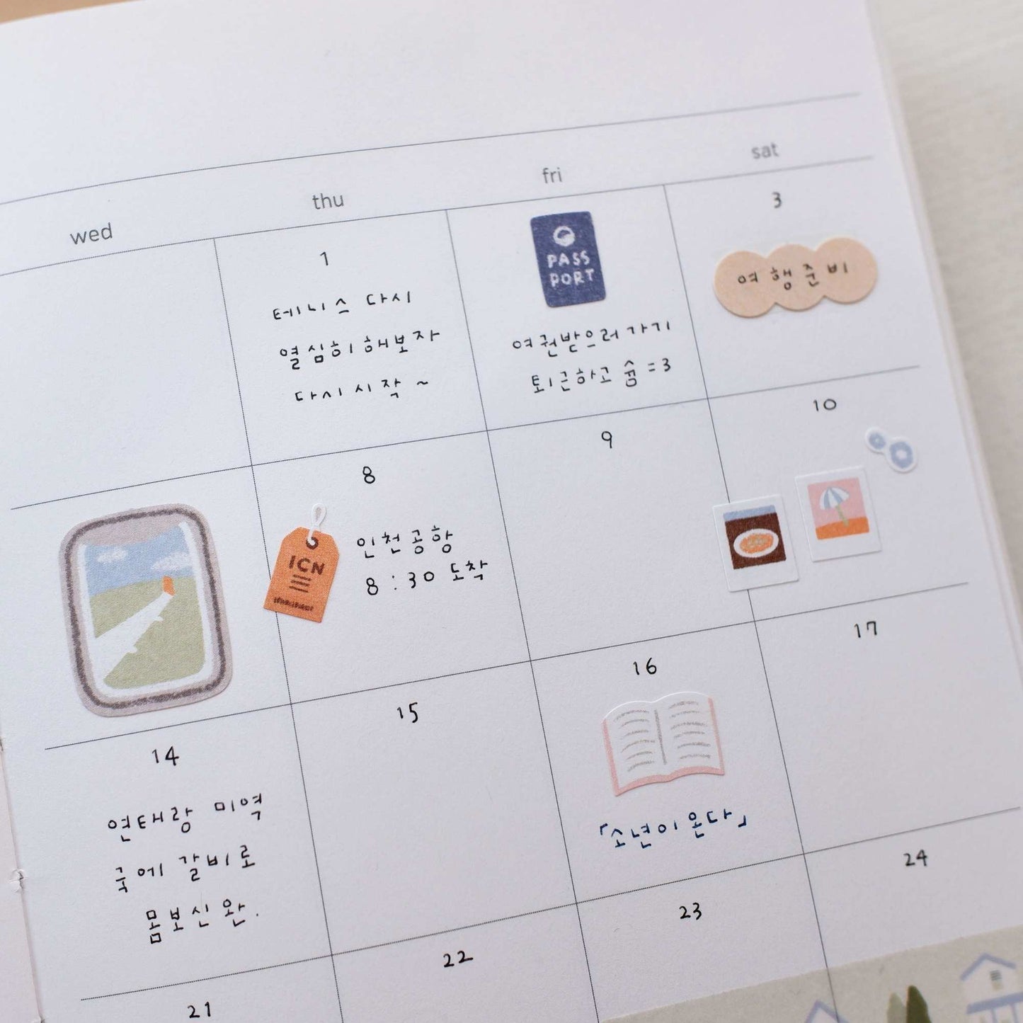 Suatelier Daily Deco Happy Journey travel themed stickers with suitcase plane passport and holiday icons