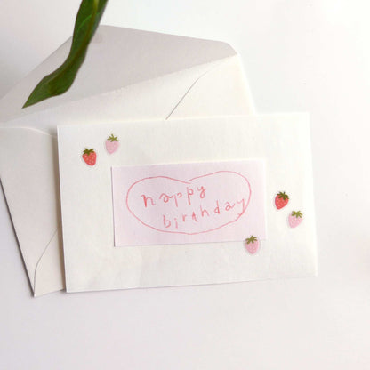 Suatelier Deco.20 strawberry mini sticker sheet with small red and pink strawberries in a clean, minimal style