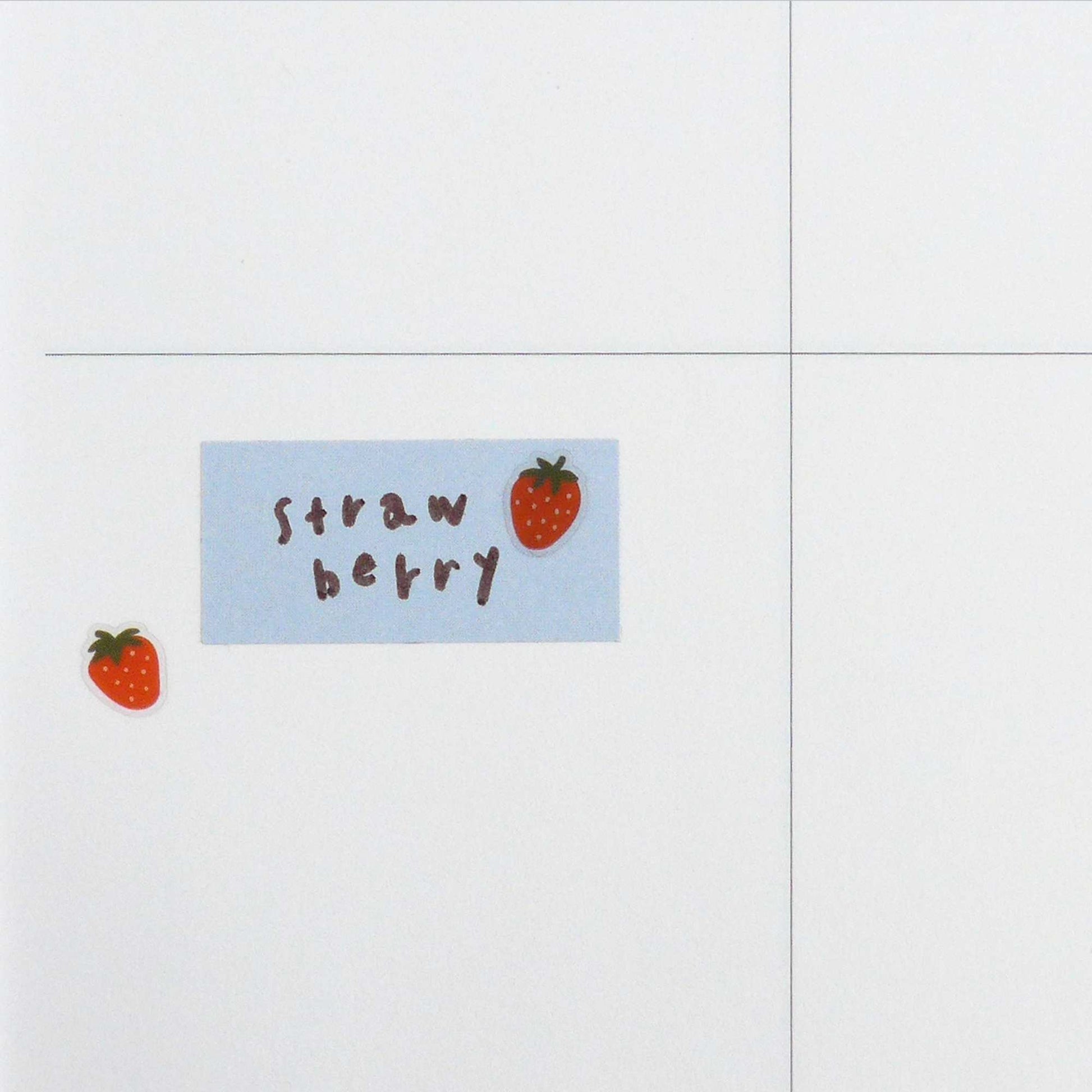 Suatelier Deco.20 strawberry mini sticker sheet with small red and pink strawberries in a clean, minimal style