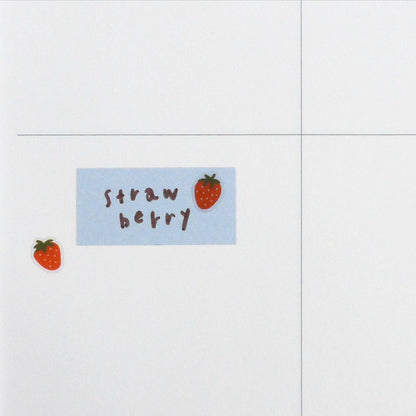 Suatelier Deco.20 strawberry mini sticker sheet with small red and pink strawberries in a clean, minimal style