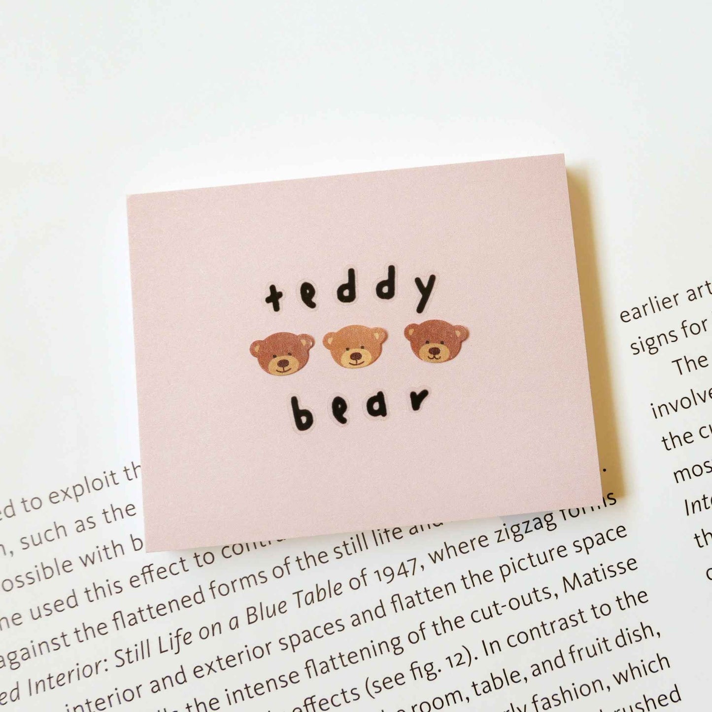 Suatelier Deco.04 teddy bear mini sticker sheet with small bears and heart icons in warm tones