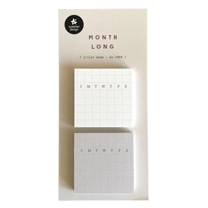 Suatelier Sticky Memo pads with monthly grid and days of the week, perfect for habit tracking and planning