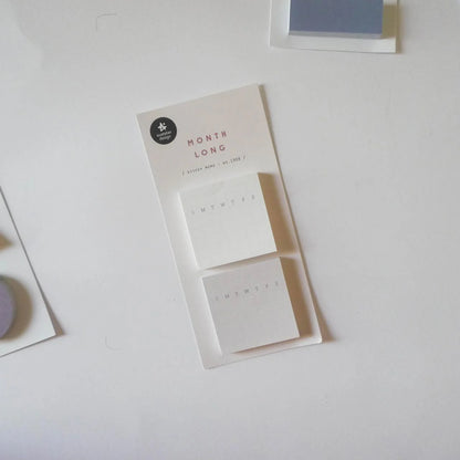 Suatelier Sticky Memo pads with monthly grid and days of the week, perfect for habit tracking and planning