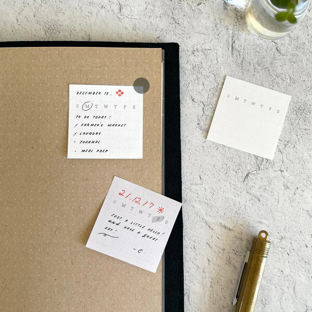Suatelier Sticky Memo pads with monthly grid and days of the week, perfect for habit tracking and planning